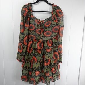 Beulah Style Womens Floral Tiered Dress Medium